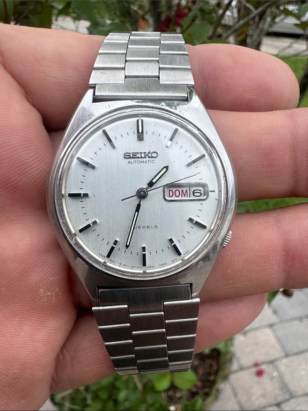 Seiko Silver Tone Automatic 6309-8679 Wristwatch with Day-Date
